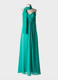 Rochie lungă croială evazată fără mâneci verde FASHION NEW YORK femeie