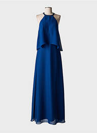 Rochie lungă croială evazată fără mâneci albastru FASHION NEW YORK femeie
