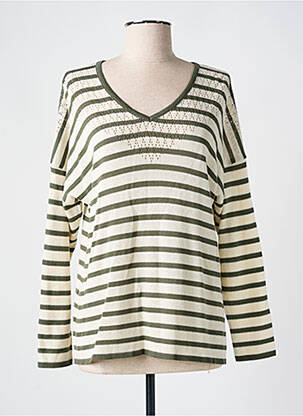 Pulover guler în v mâneci lungi verde GRIFFON femme