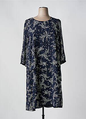 Rochie midi croială fluidă mâneci 3/4 albastru SIGNATURE femeie
