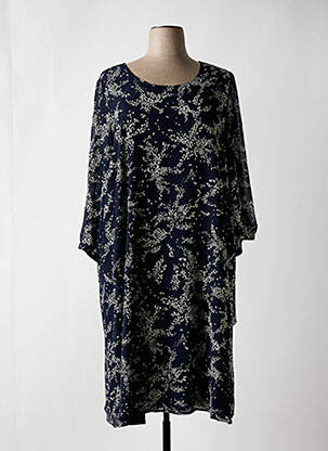 Rochie midi imprimeu floral mâneci lungi albastru SIGNATURE femeie