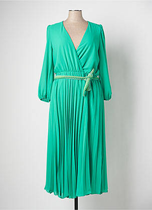 Rochie midi țesătură crep mâneci lungi verde BARILOCHE femeie