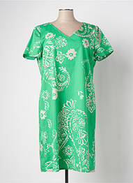Rochie midi imprimeu fantezie mâneci scurte verde SIGNE NATURE femeie