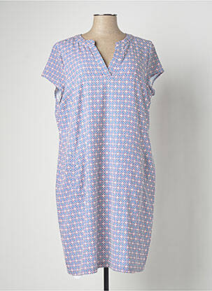 Rochie midi imprimeu fantezie mâneci scurte albastru SIGNE NATURE femeie