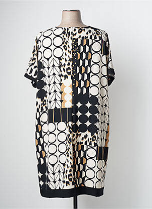 Rochie midi imprimeu fantezie mâneci scurte negru TELMAIL femeie