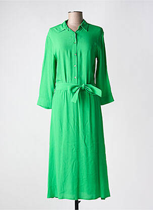Rochie lungă croială cambrată mâneci 3/4 verde SIGNATURE femeie