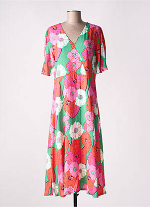 Rochie lungă mâneci scurte mâneci scurte roz SIGNE NATURE femeie