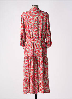 Rochie midi imprimeu floral mâneci 3/4 roșu ANDAM femeie