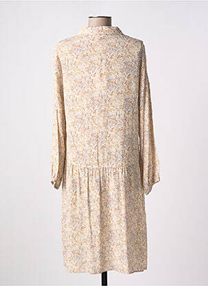 Rochie midi imprimeu fantezie mâneci lungi bej SIGNE NATURE femeie