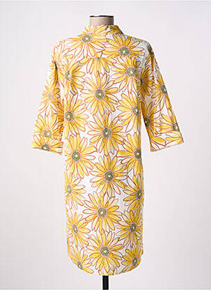 Rochie midi imprimeu floral mâneci 3/4 galben SIGNE NATURE femeie