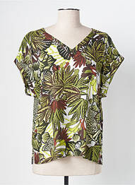 Tricou guler în v mâneci scurte verde DIANE LAURY femme