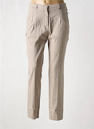Pantalon drept țesătură poplin bej SAINT HILAIRE femeie