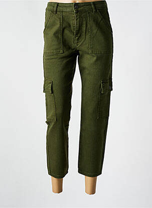 Pantalon 7/8 închidere cu fermoar sub clapetă cu nasturi verde NOISY MAY femeie