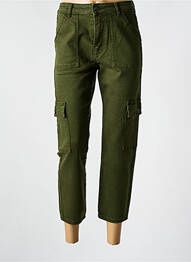 Pantalon 7/8 închidere cu fermoar sub clapetă cu nasturi verde NOISY MAY femme