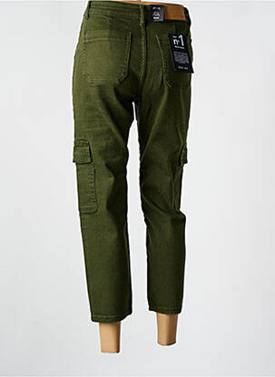 Pantalon 7/8 închidere cu fermoar sub clapetă cu nasturi verde NOISY MAY femeie