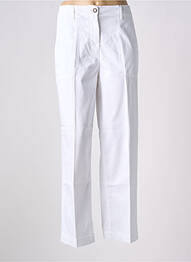 Pantalon drept închidere cu fermoar sub clapetă cu nasturi alb MAYJUNE femme