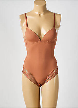 Body de lenjerie efect material satinat maro ESPRIT femeie