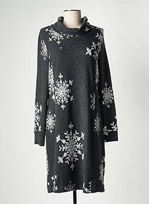 Rochie midi imprimeu fantezie mâneci lungi gri DOLCEZZA femeie