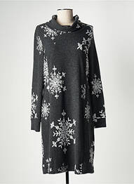 Rochie midi imprimeu fantezie mâneci lungi gri DOLCEZZA femme