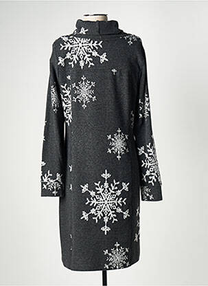 Rochie midi imprimeu fantezie mâneci lungi gri DOLCEZZA femeie