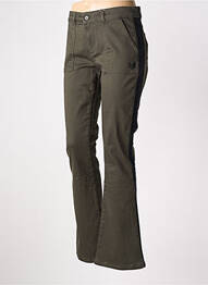 Pantalon drept închidere cu fermoar sub clapetă cu nasturi verde HBT femme