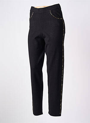 Pantalon slim talie elastică negru LEO & UGO femeie