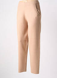 Pantalon drept talie elastică bej LEO & UGO femme