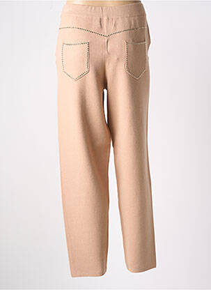 Pantalon drept talie elastică bej LEO & UGO femeie