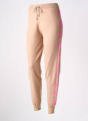 Pantalon drept talie elastică bej LEO & UGO femeie