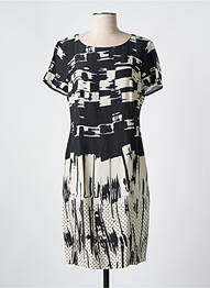 Rochie midi imprimeu fantezie mâneci scurte negru LUISA CERANO femme
