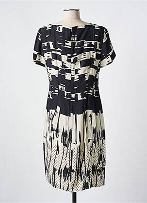 Rochie midi imprimeu fantezie mâneci scurte negru LUISA CERANO femeie