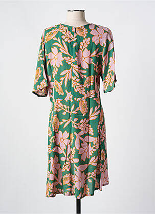 Rochie midi imprimeu floral mâneci scurte verde NICE THINGS femeie