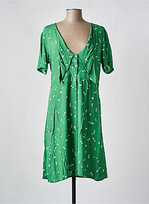 Rochie midi țesătură crep mâneci scurte verde NICE THINGS femeie