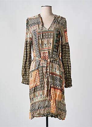 Rochie scurtă croială fluidă mâneci lungi bej GEISHA femeie
