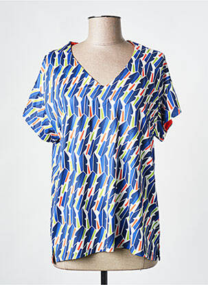 Tricou guler în v mâneci scurte albastru SCORZZO femeie