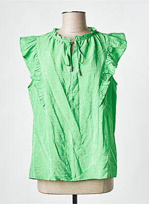 Bluză guler rotund mâneci scurte verde GEISHA femeie