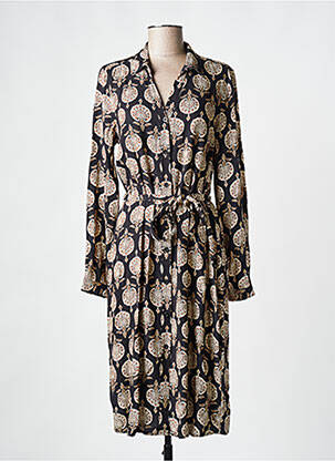Rochie midi imprimeu fantezie mâneci lungi negru GEISHA femeie