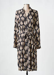 Rochie midi imprimeu fantezie mâneci lungi negru GEISHA femeie