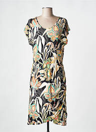Rochie midi imprimeu floral mâneci scurte negru GEISHA femme