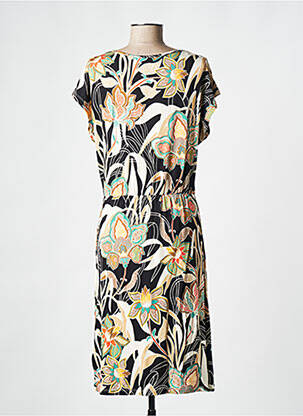 Rochie midi imprimeu floral mâneci scurte negru GEISHA femeie