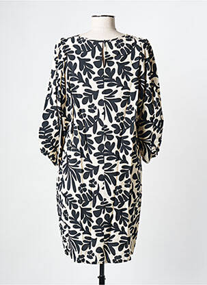 Rochie midi imprimeu floral mâneci 3/4 negru GEISHA femeie