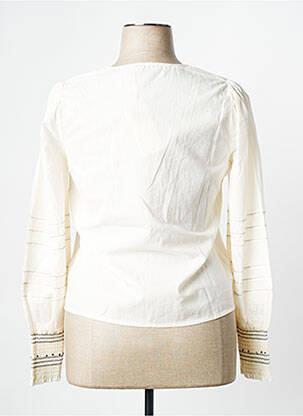 Bluză țesătură poplin mâneci lungi bej CREAM femeie