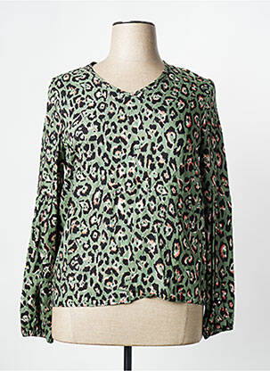 Bluză țesătură poplin mâneci lungi verde SIGNE NATURE femeie