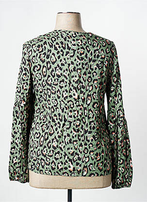 Bluză țesătură poplin mâneci lungi verde SIGNE NATURE femeie