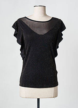 Top elasticitate mâneci scurte negru CREAM femeie