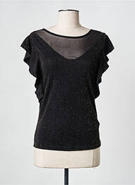 Top elasticitate mâneci scurte negru CREAM femme