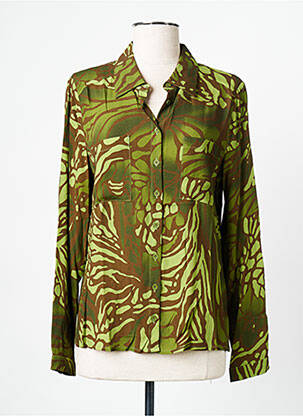 Cămașă țesătură crep mâneci lungi verde SIGNE NATURE femeie