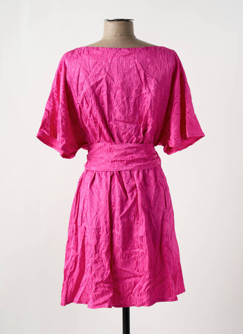 Rochie midi țesătură crep mâneci scurte roz ASTRID BLACK LABEL femme