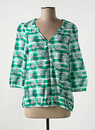 Bluză țesătură poplin mâneci 3/4 verde THALASSA femeie
