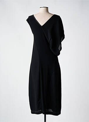 Rochie midi țesătură crep mâneci scurte negru CREA CONCEPT femeie
